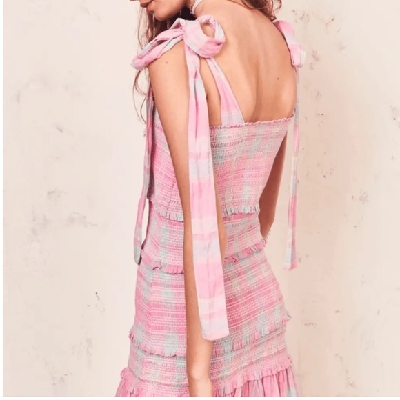 LoveShackFancy Belle Smocked Ruffle Mini Dress - Picture 2 of 7